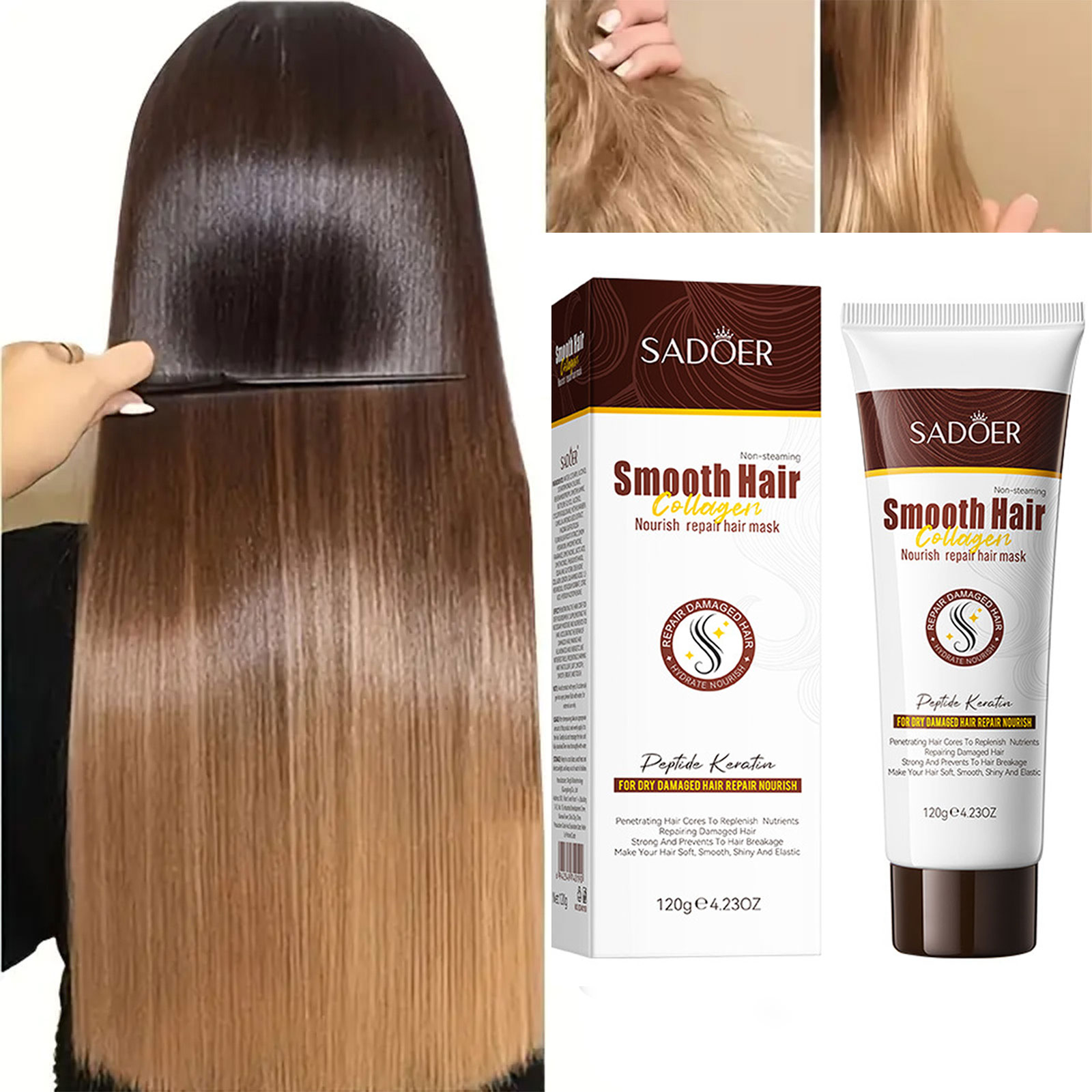 Deep Conditioner Mask - SADOER コラーゲンヘアマスクプロフェッショナルディープ栄養ヘアケア修復ダメージヘア復元輝きすべてのタイプに適しています