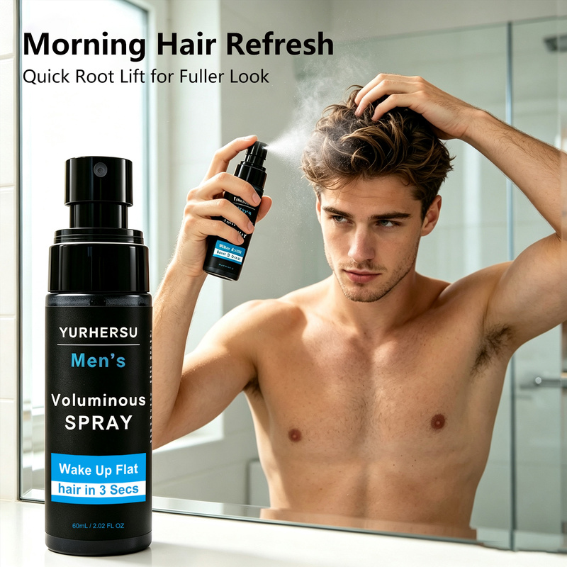 Hair Care Natur - メンズ用、しっとりとした仕上がりで、洗い流さずに使える、爽やかなスタイリングスプレー。天然成分配合で、ふんわりとした髪を整えます。