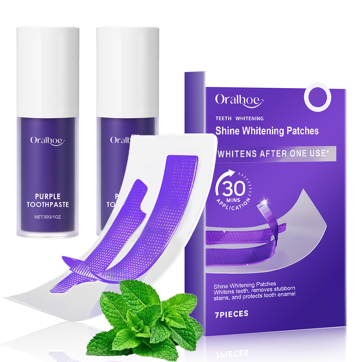 Purple Toning Shampoo - パープル歯のホワイトニングコンボキット – ステイン除去ストリップ＆色補正セラム 30分で速攻美白 ホームデンタルケアセット