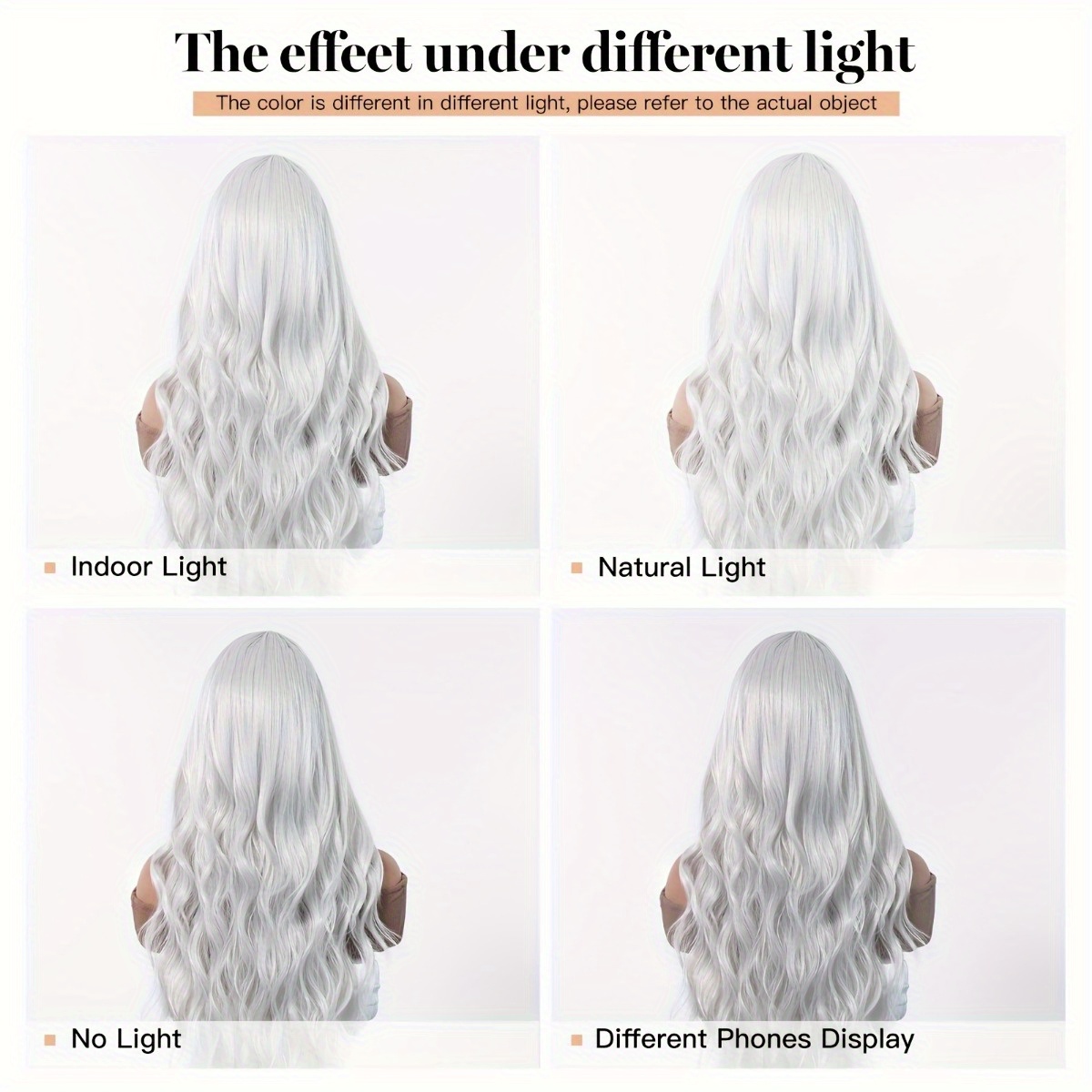 安信ブランド合成繊維ウィッグ：シルバーホワイトの自然な大きな - Hair Care Natur のレビューと価格