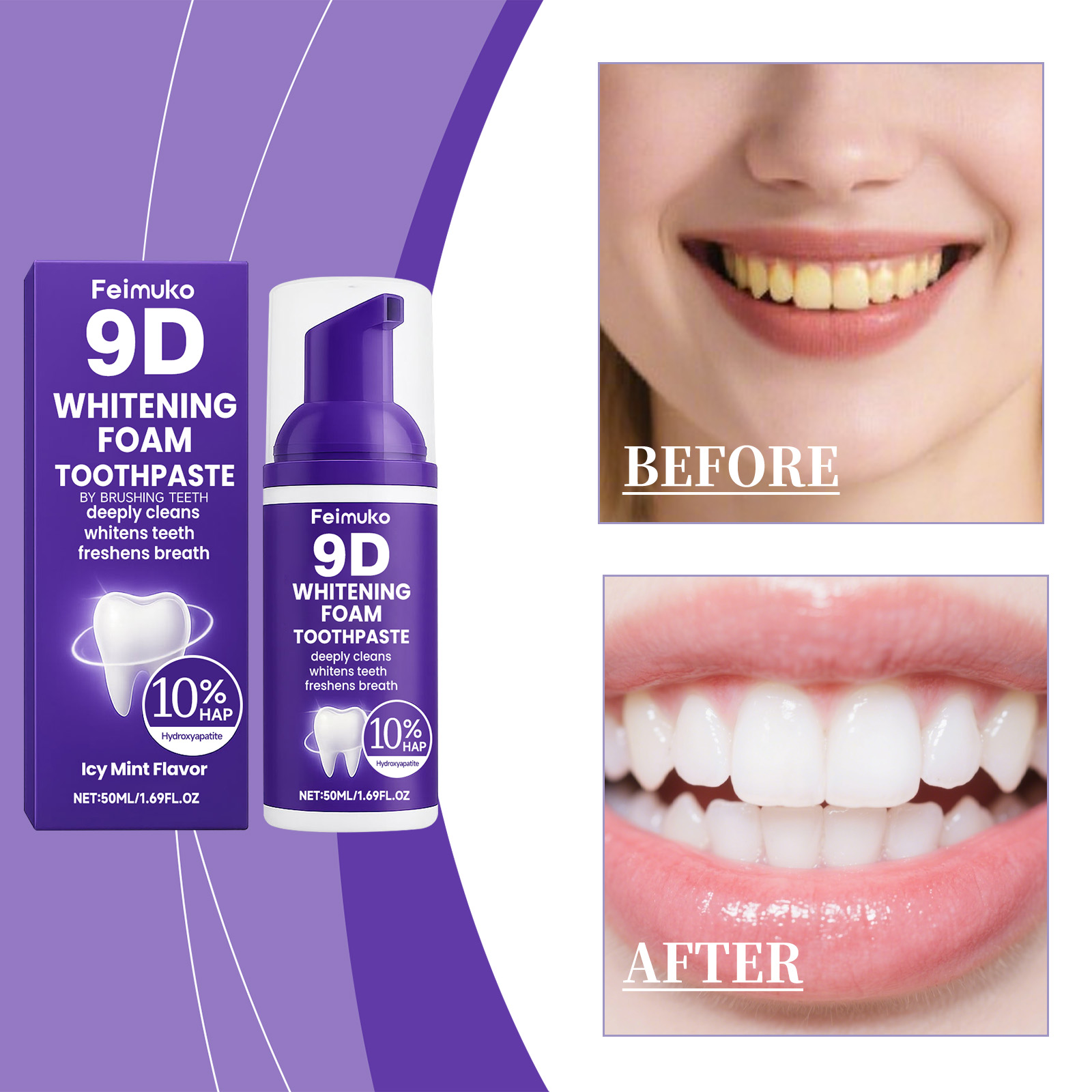 9D パープル歯磨きムースホワイトニングフォーム歯磨き粉 1 - Purple Toning Shampoo のレビューと価格