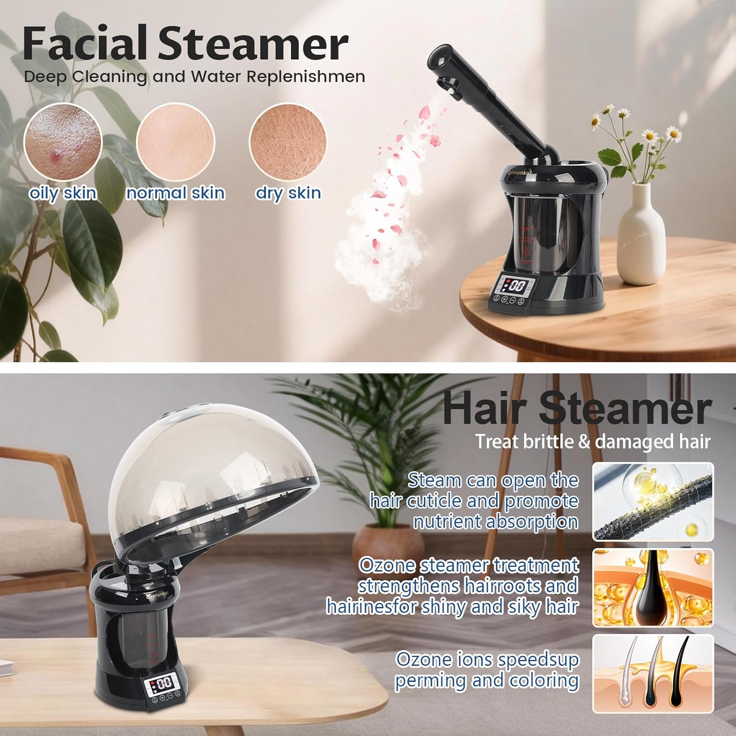 2-in-1オゾンヘアフードスチーマー、フェイシャルスチーマ - Hair Care In Salon のレビューと価格
