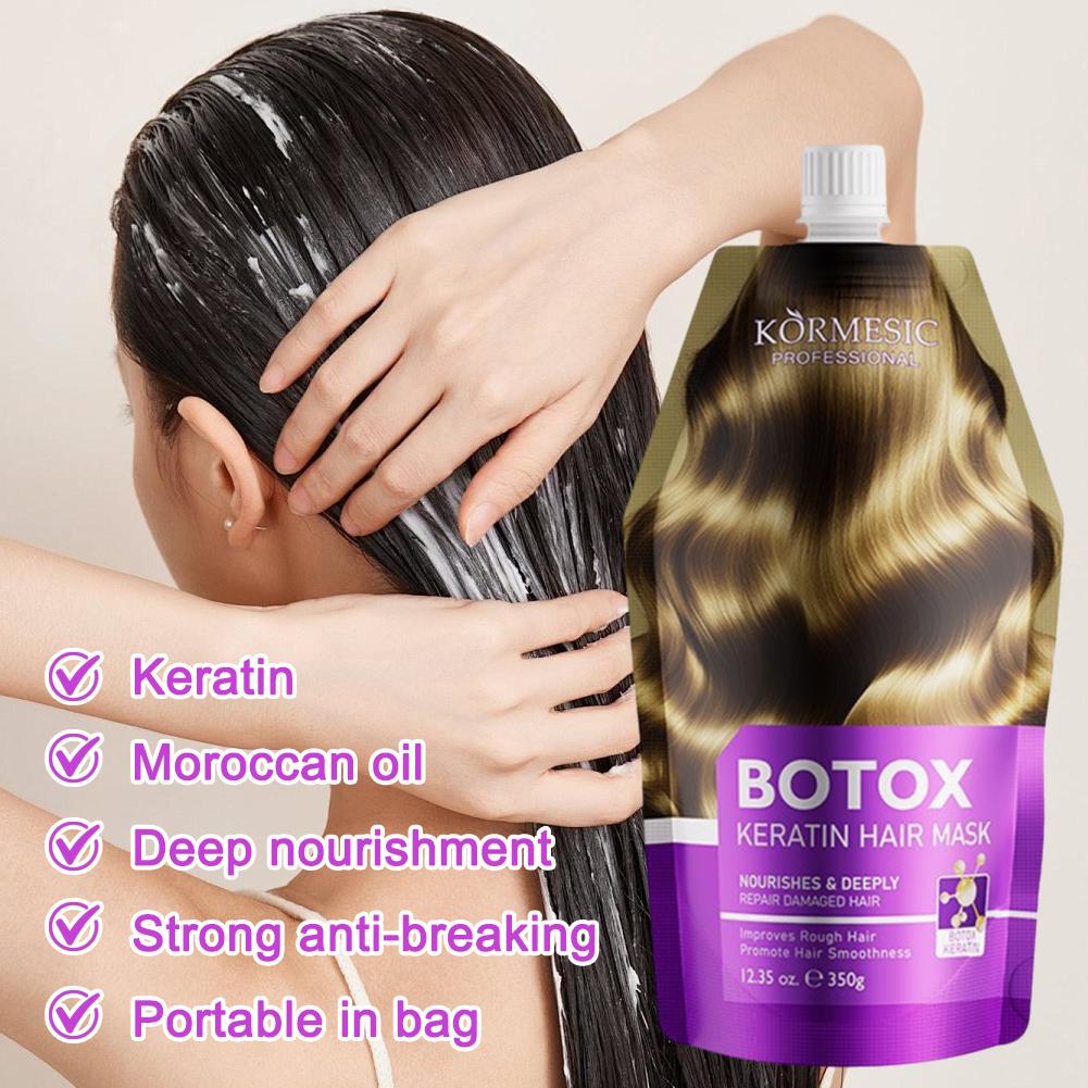 アルガンオイル ケラチンヘアマスク 350g、ダメージヘア用 - Deep Conditioner Mask のレビューと価格